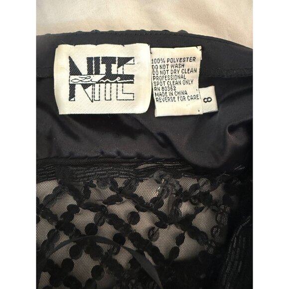 VTG Y2K Nite Way Sequin Prom Dress 8 Cut Out Fringe Mesh Mini Bodycon Cocktail - Picture 9 of 10